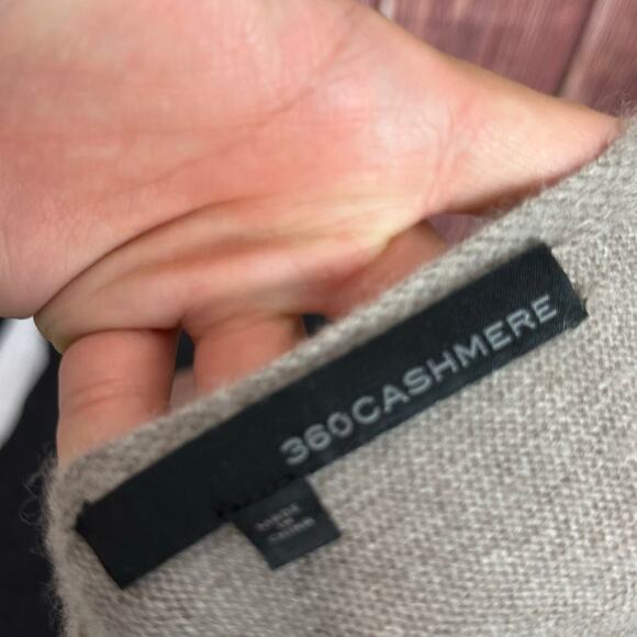 360 Cashmere Shawl Taupe Fringe Trim Open Sides And Front 100% Cashmere One Size - Picture 4 of 8